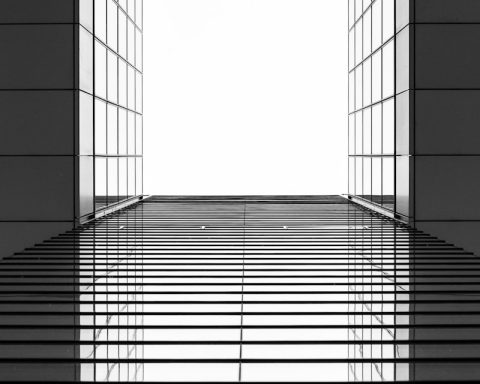 gray and black building mirror