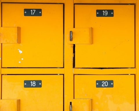 yellow locker cabinet