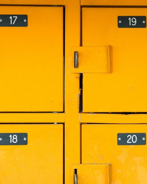 yellow locker cabinet