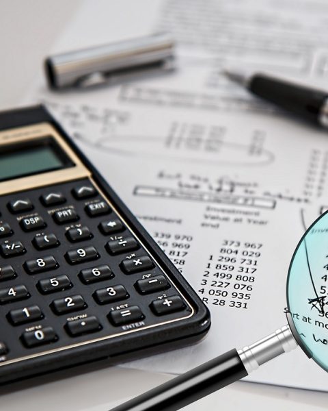 Vrouwelijke ondernemer die financiële documenten controleert aan haar bureau