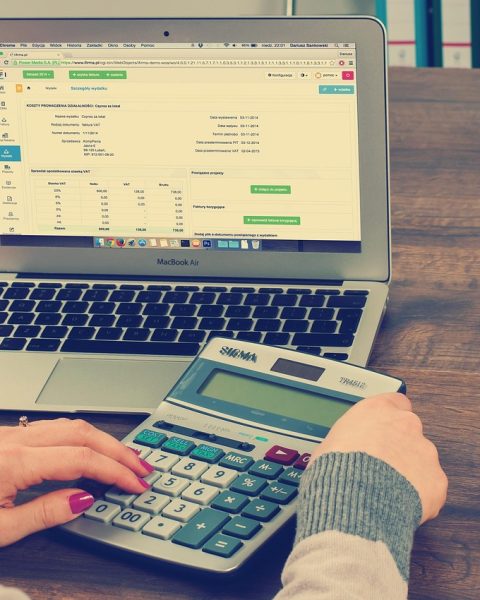 Vrouwelijke ondernemer die financiële documenten doorneemt aan een bureau